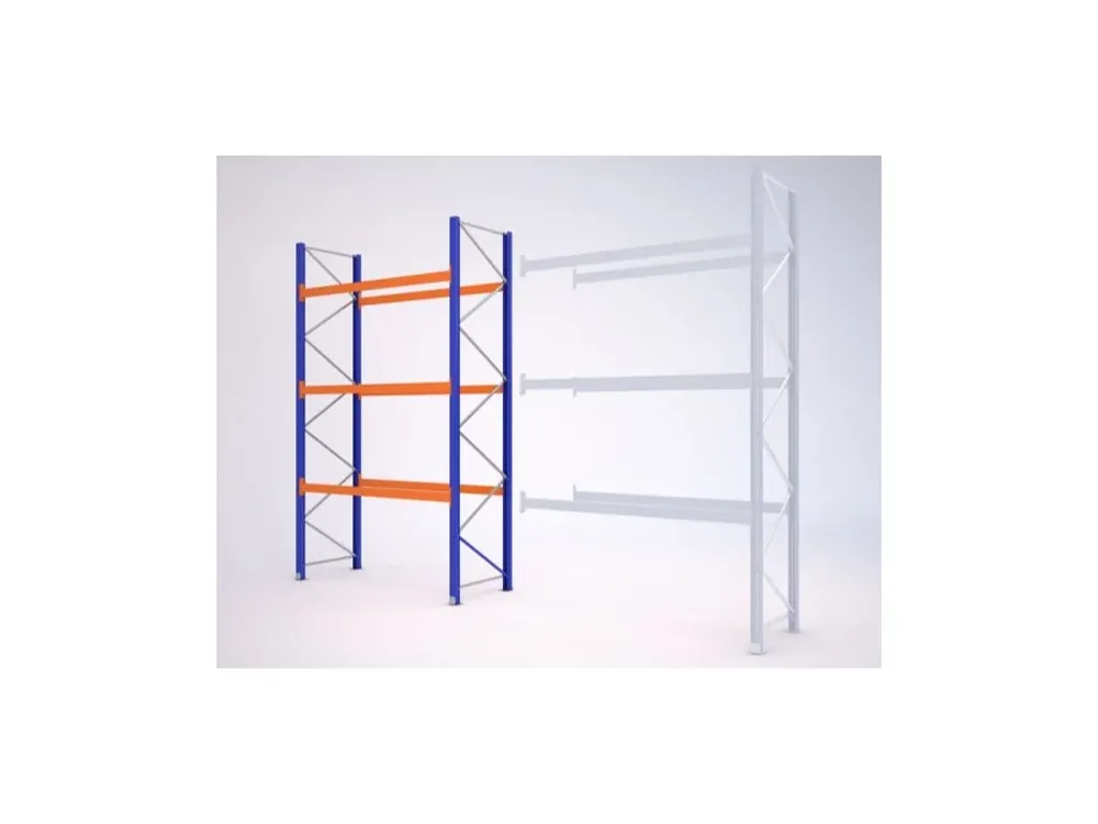 Vysoká kvalita - Paletový regál, základní, 462,6 x 270 x 110 cm, 9 000 kg, zem + 3 patra, modrý