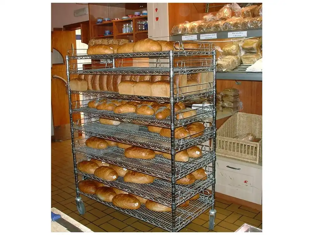 Pekárenský potravinářský vozík na housky 173 x 61 x 152 cm, 8 polic + doplněk produktu + Odlamovací nůž STANDMAR zdarma - Zlevněno