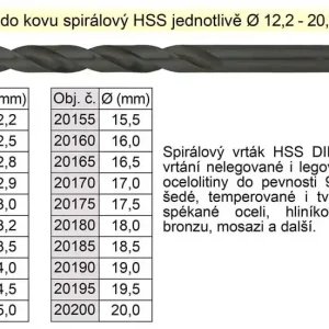 Výhodná nabídka | Vrták do kovu HSS 19,0mm - jednotlivě stopka 13mm