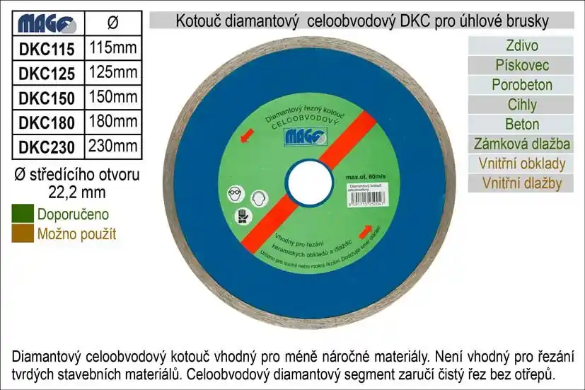 Nově přidáno | Kotouč diamantový celoobvodový pro úhlové brusky DKC125