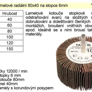 Zlevněno - Kotouč lamelový radiální na stopce 80x40 P-60