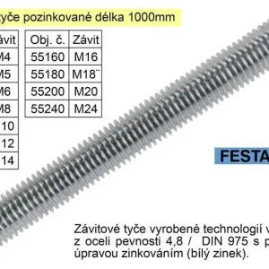 Cenový hit - Závitová tyč pozinkovaná M18x1000mm