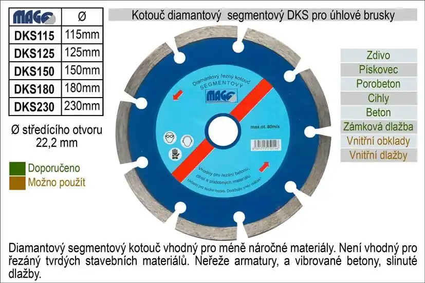 Kotouč diamantový segmentový pro úhlové brusky DKS115 | Ihned k objednání