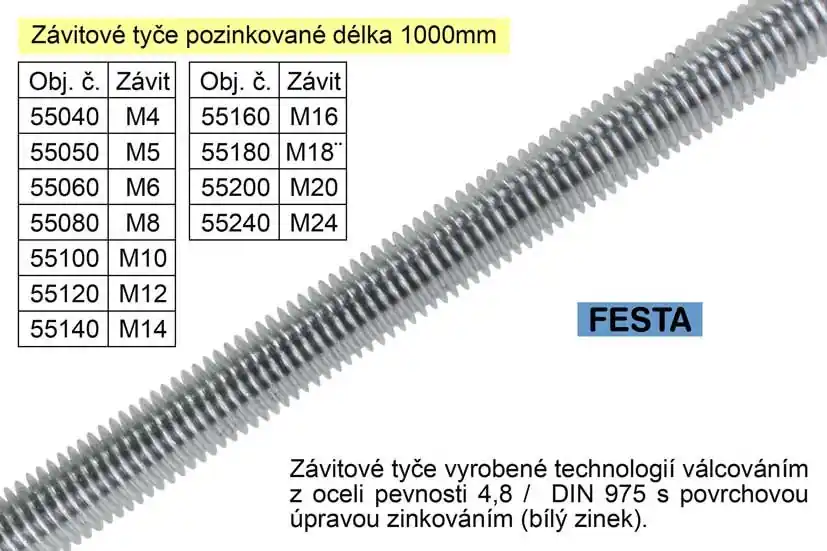 Akční nabídka - Závitová tyč pozinkovaná M24x1000mm