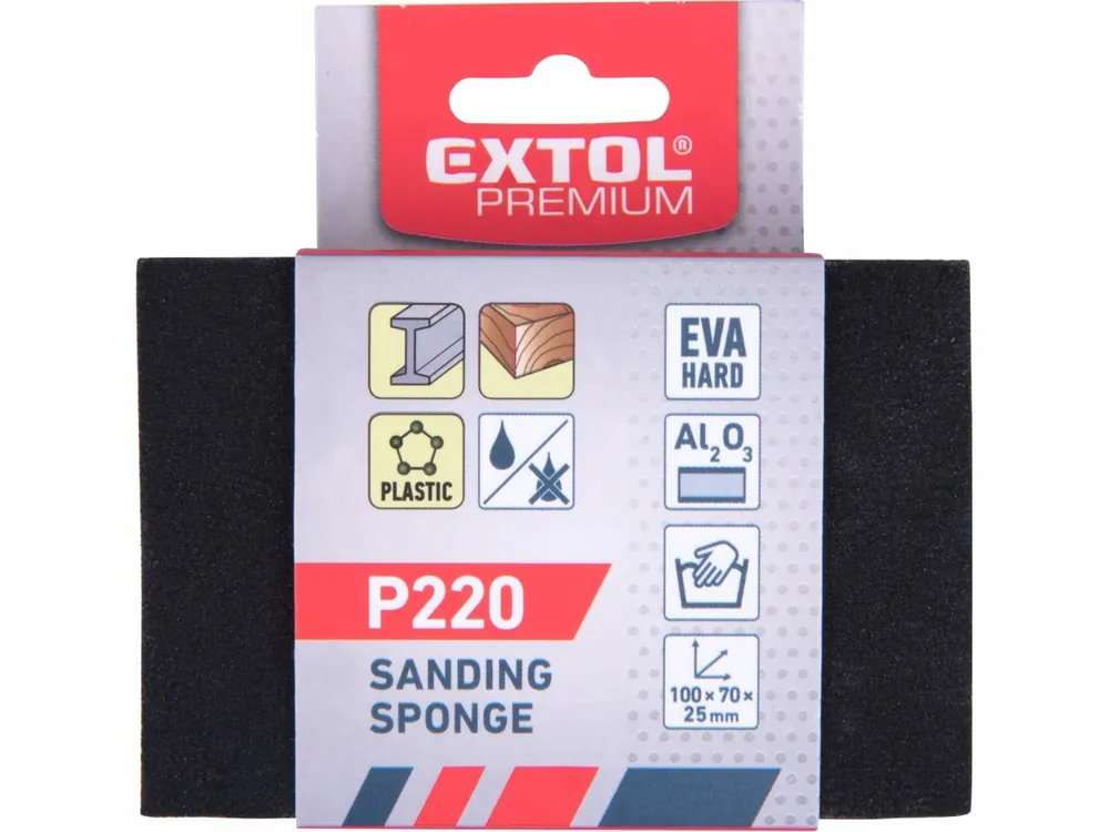EXTOL brusná houba 100x70x25mm, P220, čtyřstranná, abrazivo-korund - Právě dorazilo