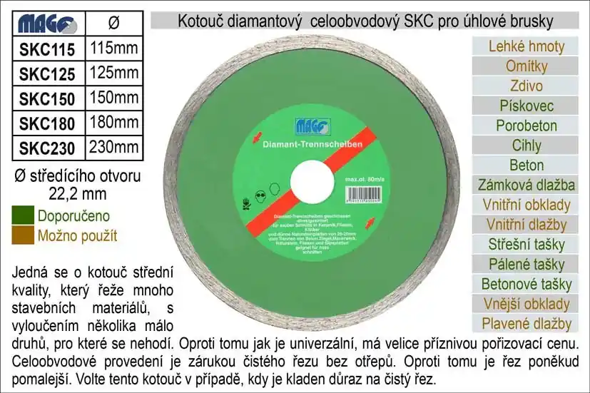 Kotouč diamantový celoobvodový pro úhlové brusky SKC180 | Kupte nyní