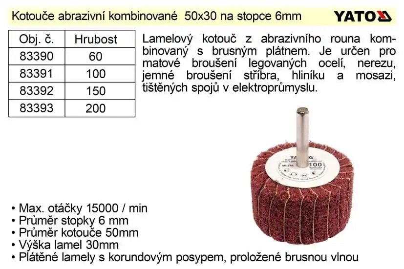 Ušetřete více | Brusný kotouč stopkový abrazivní kombinovaný 50x30 P-150