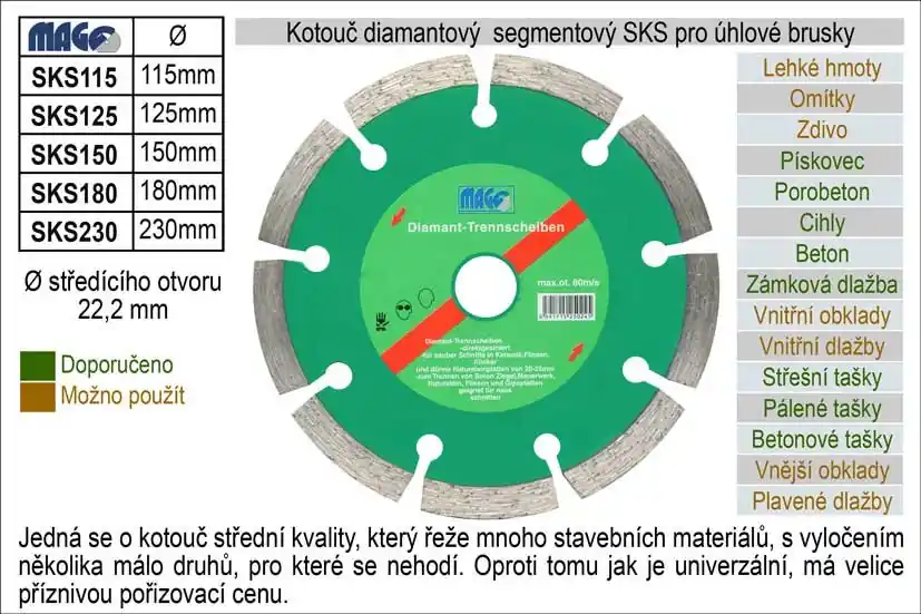 Super cena - Kotouč diamantový segmentový pro úhlové brusky SKS230