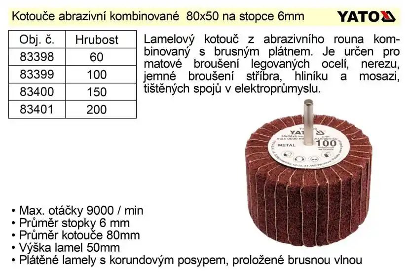 Brusný kotouč stopkový abrazivní kombinovaný 80x50 P-150 - Velmi žádaný produkt