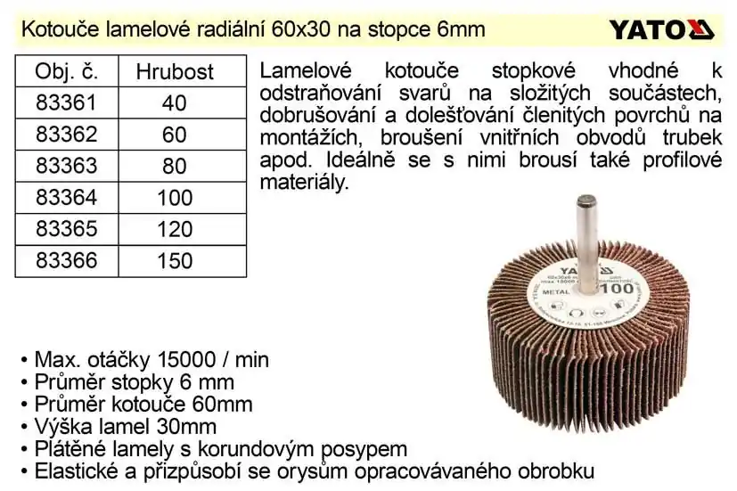 Speciální cena | Kotouč lamelový radiální na stopce 60x30 P-120