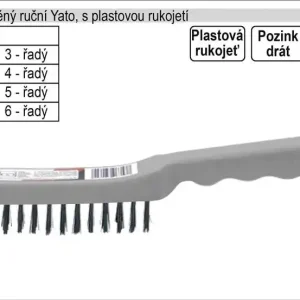 Novinka v sortimentu | Kartáč drátěný ruční ocelový plastový 4 řadý Yato