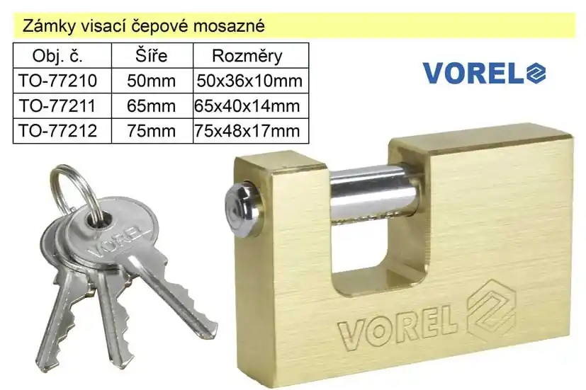 Zámek visací mosazný 50 mm čepový - Výhodná cena