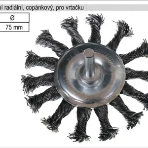 Kartáč rotační radiální 75mm copánkový pro vrtačku - Nově v sortimentu