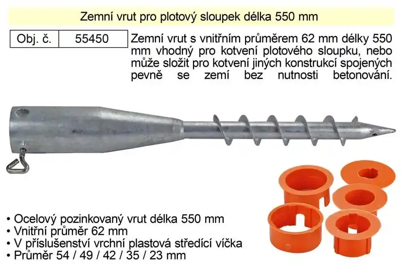 Extra sleva - Zemní vrut 62 x 550 mm