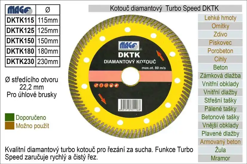 Kotouč diamantový turbo-speed pro úhlové brusky DKTK150 - Nejlepší cena