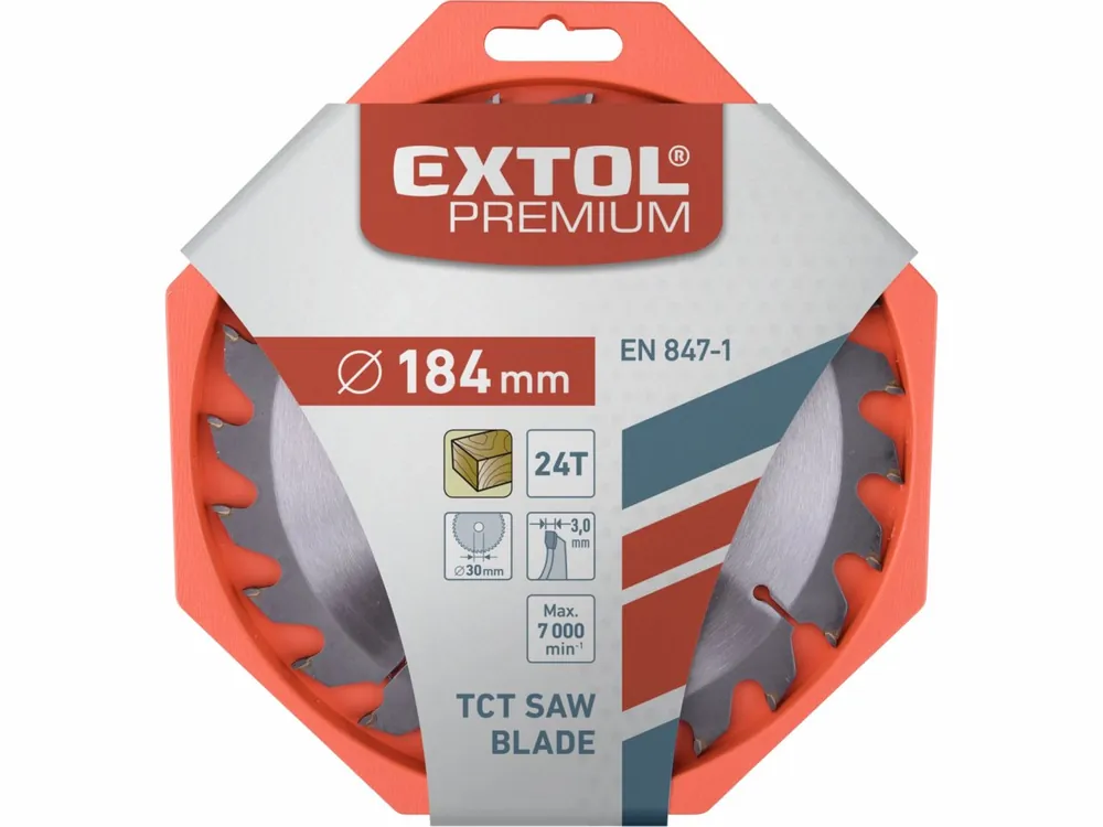 kotouč pilový s SK plátky, 184x2,2x30mm, 24T, šířka SK plátků 3,2mm, SK, EXTOL PREMIUM | Pořiďte si nyní