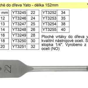 Právě v prodeji - Vrták plochý průměr 32mm do dřeva Yato