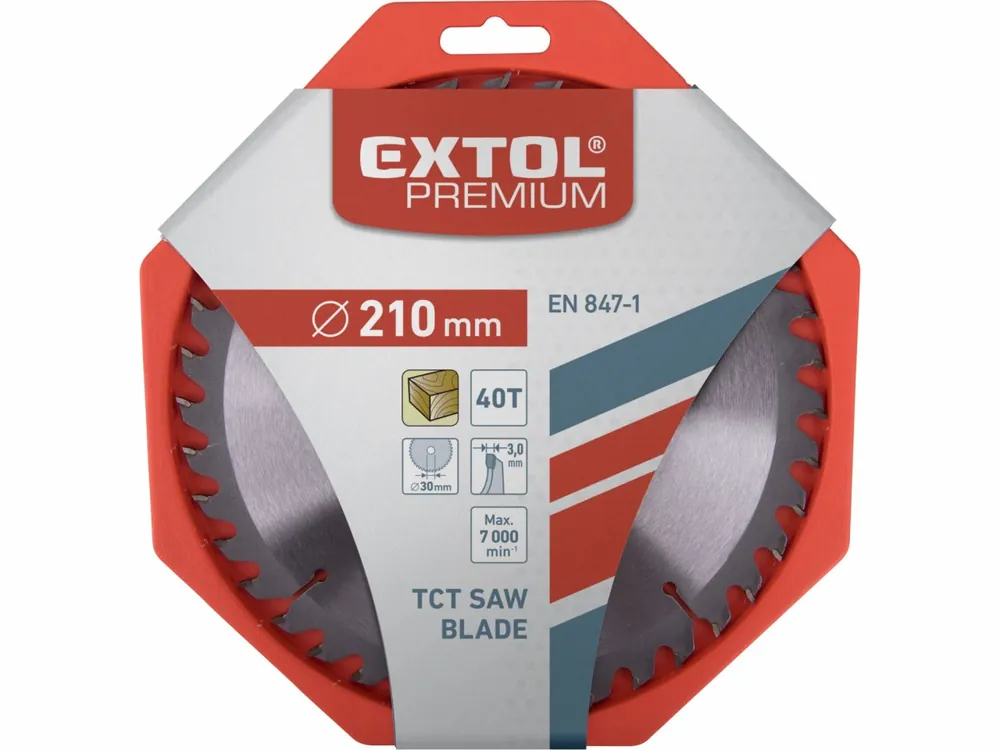 K objednání - kotouč pilový s SK plátky, 210x2,2x30mm, 40T, šířka SK plátků 3,2mm, SK, EXTOL PREMIUM