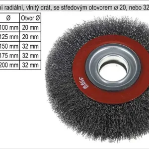 Vysoká kvalita - Kartáč rotační radiální 150mm vlnitý drát s otvorem 32mm