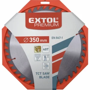 kotouč pilový s SK plátky, 350x2,5x30mm, 40T, šířka SK plátků 3,5mm, SK, EXTOL PREMIUM - K dispozici