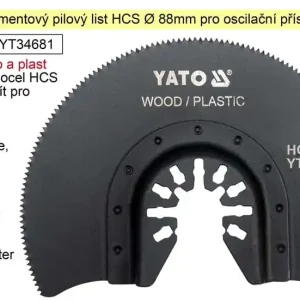 Segmentový pilový list HCS 88mm oscilační, pro dřevo, plasty YT-3468 | Žádaný produkt