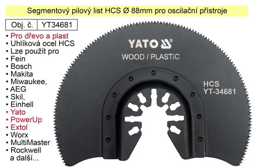 Segmentový pilový list HCS 88mm oscilační, pro dřevo, plasty YT-3468 | Žádaný produkt