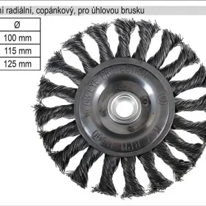 Kartáč rotační radiální 125mm copánkový pro úhlovou - Poslední dny akce