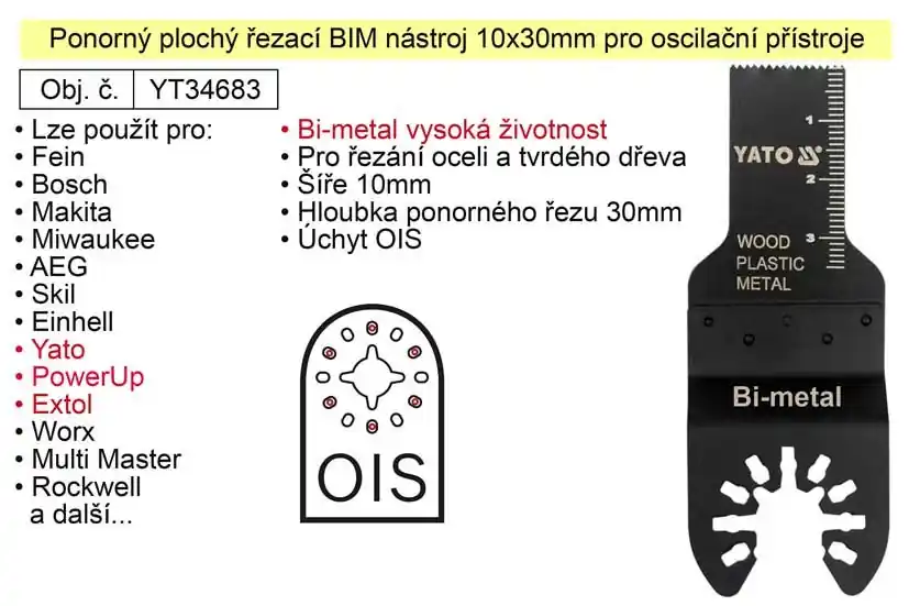 Ponorný plochý řezací Bi-metal nástroj 10x30mm oscilační, pro ocel, | Žádaný produkt