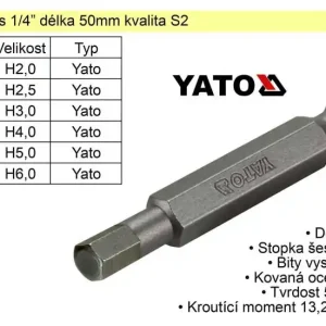 Bit Imbus H6x50mm 1/4‘ Yato - Připraveno k expedici