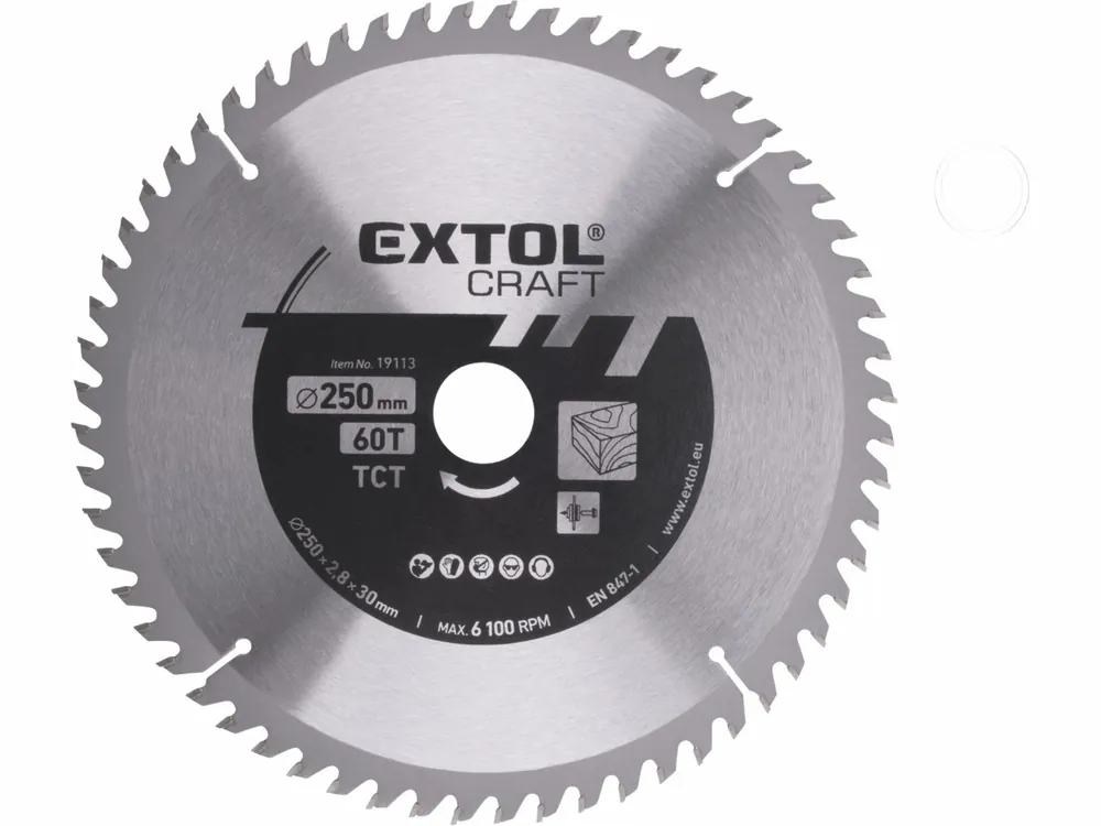 Speciální cena - EXTOL CRAFT kotouč pilový s SK plátky, O 250x2,8x30mm, 60T 19113