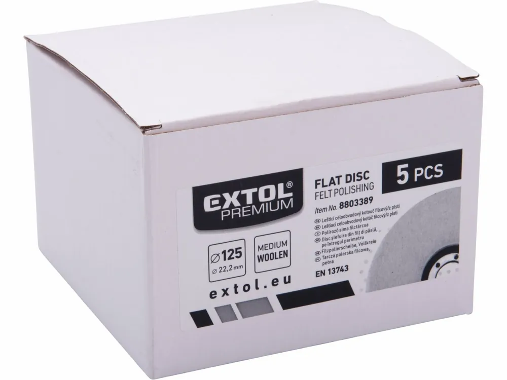 EXTOL PREMIUM kotouč leštící filcový plstěný, celoobvodový rovný, 125mm - Sleva navíc