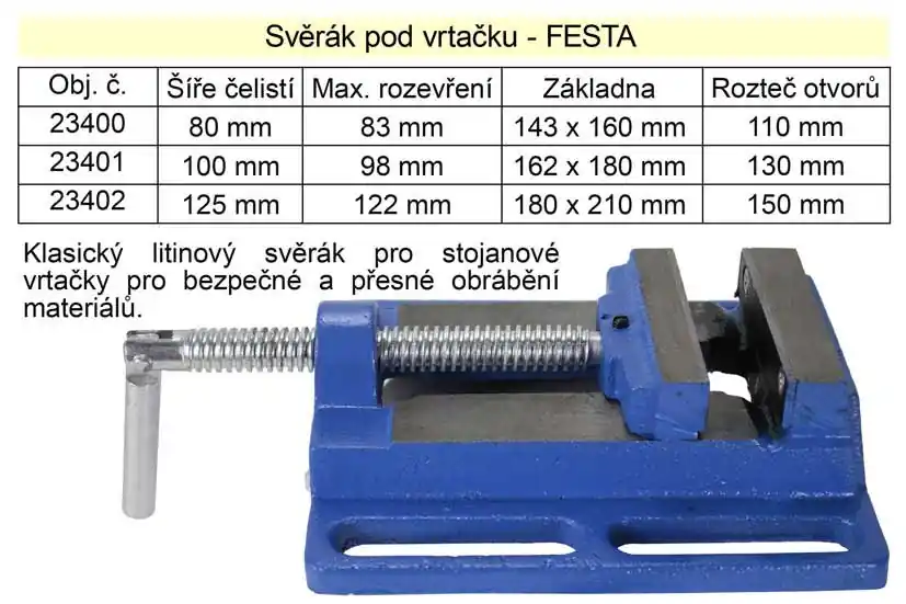 Akční sleva - Svěrák na stojanovou vrtačku šíře 80 mm