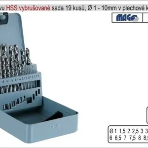 Vrtáky do kovu vybrušované 1-10mm HSS 19 kusů, sada vrtáků - Objednat online
