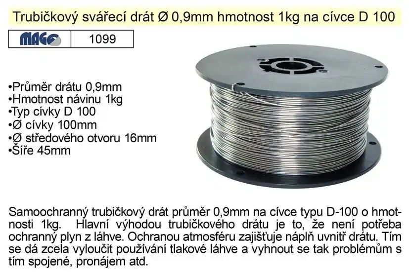 Drát svařovací trubičkový 0,9mm/1kg na ocel - Skvělé hodnocení