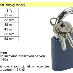 Zámek visací litinový modrý 63 mm - Akční nabídka