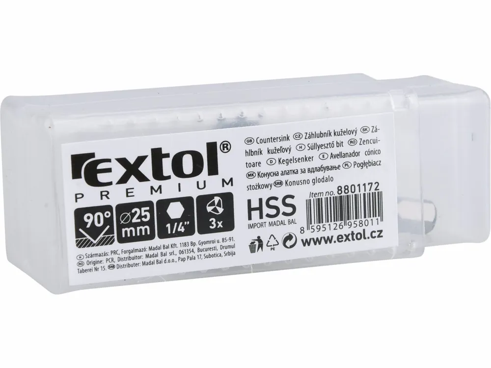 Prodejní hit - EXTOL PREMIUM záhlubník kuželový 90°, O 25mm, HSS-4241 8801172