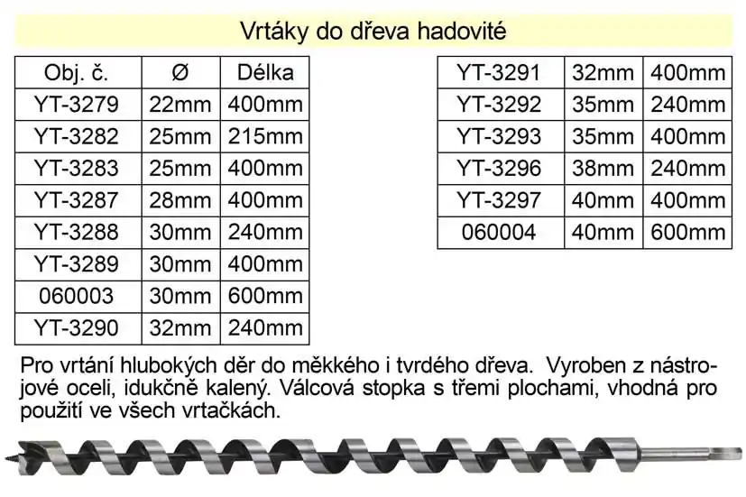 Bestseller | Vrták do dřeva hadovitý samostatný 30x400mm