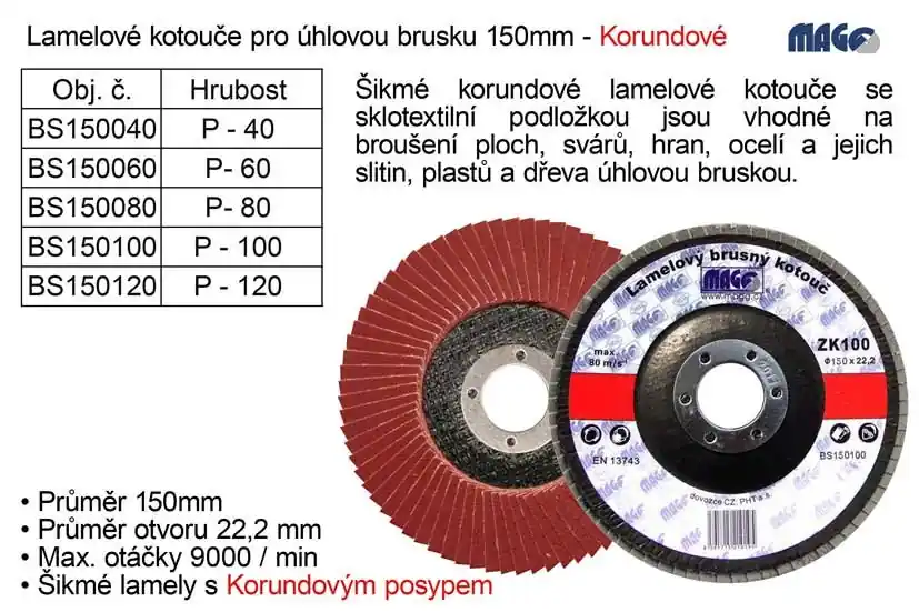 Nově přidáno | Kotouč lamelový Magg korundový 150mm P80