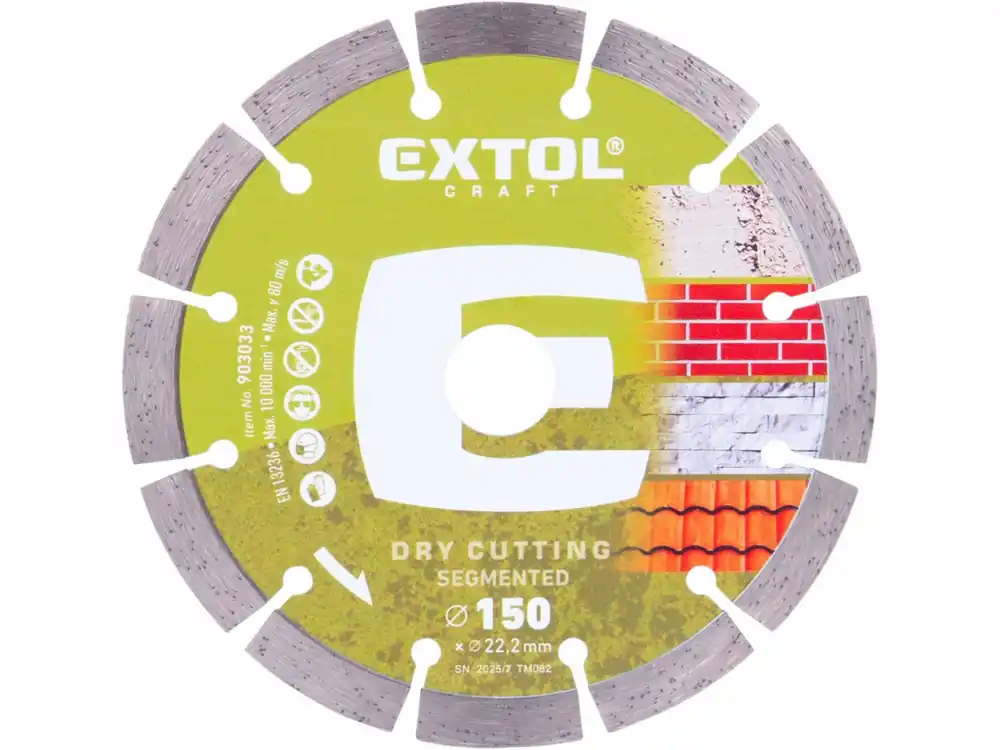EXTOL CRAFT kotouč diamantový řezný segmentový - suché řezání, O 150x22,2x2mm 903033 | Vysoká kvalita