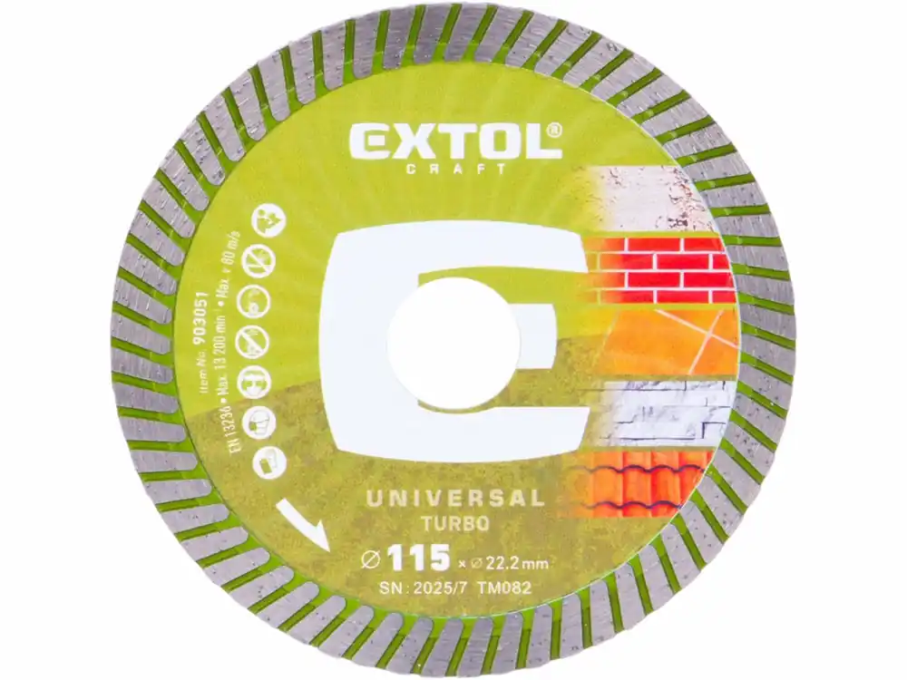 EXTOL CRAFT kotouč diamantový řezný, turbo - suché i mokré řezání, O 115x22,2x2mm 903051 - Snížená cena
