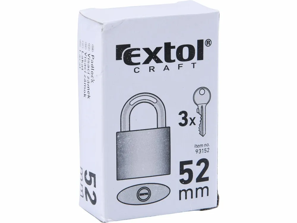 Lze objednat - zámek visací litinový, 52mm, 3 klíče, EXTOL CRAFT