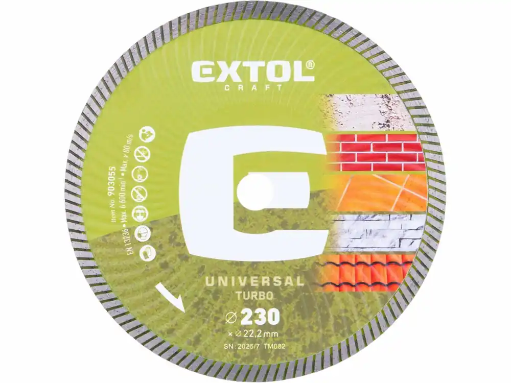 Snížená cena | EXTOL CRAFT kotouč diamantový řezný, turbo - suché i mokré řezání, O 230x22,2x2,6mm 903055