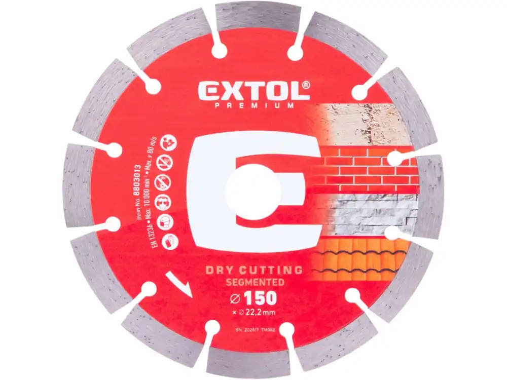 EXTOL PREMIUM kotouč diamantový řezný segmentový - suché řezání, O 150x22,2x2mm 8803013 - Cenová bomba