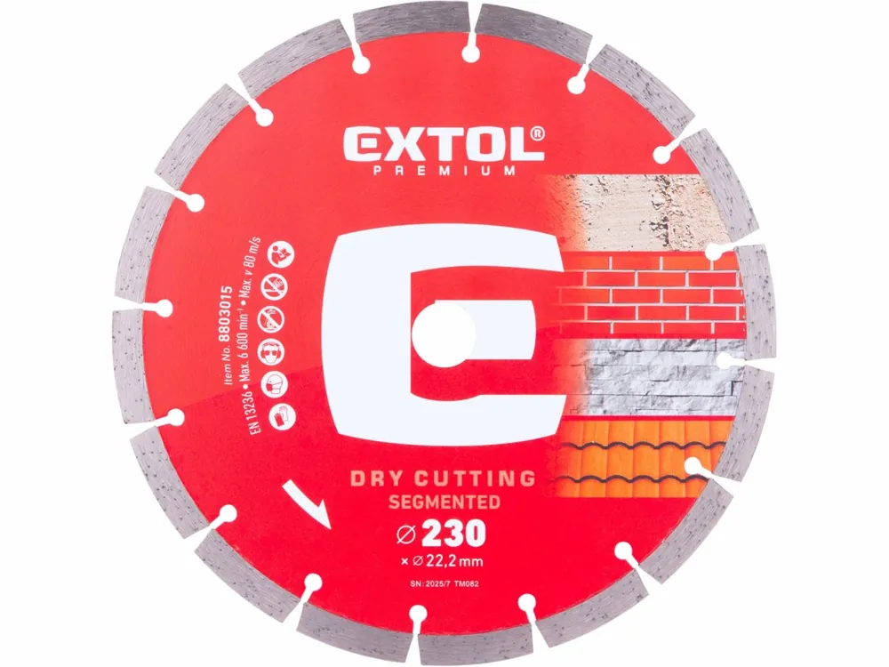 Nabídka dne - EXTOL PREMIUM kotouč diamantový řezný segmentový - suché řezání, O 230x22,2x2,6mm 8803015