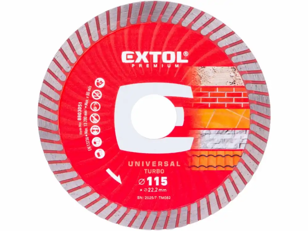 EXTOL PREMIUM kotouč diamantový řezný, turbo - suché i mokré řezání, O 115x22,2x2mm | Skvělé hodnocení