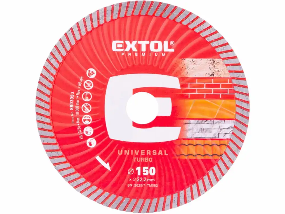 Top cena | EXTOL PREMIUM kotouč diamantový řezný, turbo - suché i mokré řezání, O 150x22,2x2,4mm