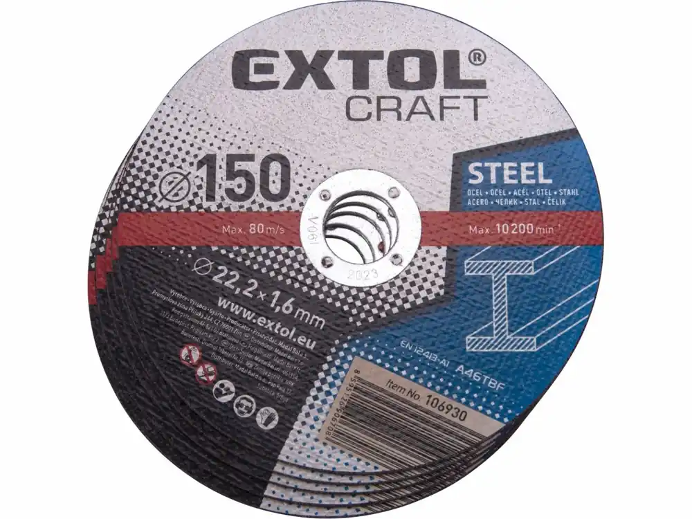 kotouče řezné na kov, 5ks, 150x1,6x22,2mm, EXTOL CRAFT | Profesionální kvalita