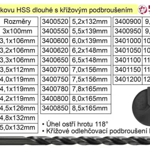 Akční cena - Vrták do kovu HSS 4,8x132mm prodloužený
