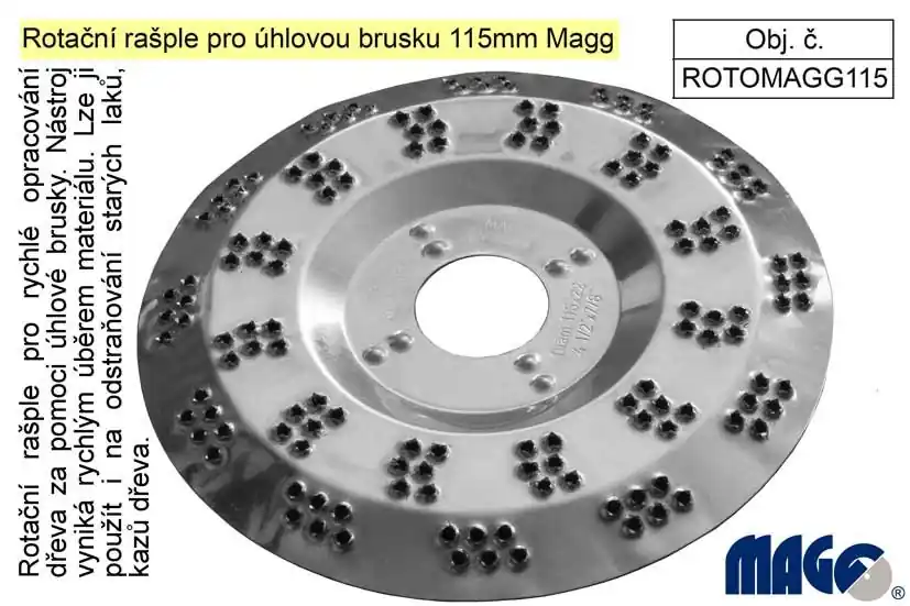 Špičková kvalita - Rotační rašple pro úhlovou brusku 115mm Magg