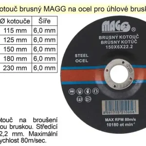 Cenový hit - Kotouč brusný na ocel MAGG 125x6